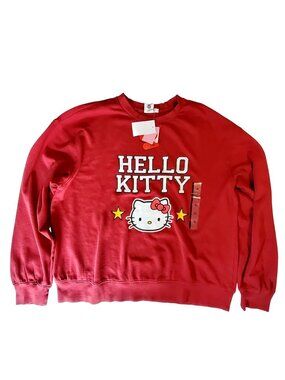 Hello Kitty Sanrio Red Cotton Crewneck Sweatshirt XL  Relaxed Fit Made In China